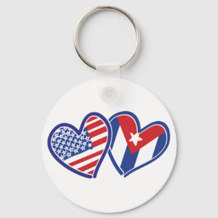 USA Cuba Love Hearts Sleutelhanger