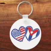 USA Cuba Love Hearts Sleutelhanger (Voorkant)