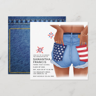 USA Denim Girl Afstudeerfeest Uitnodiging