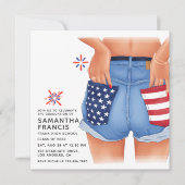 USA Denim Girl Graduation Party Invitation (Devant)