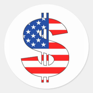 usa - dollarteken ronde sticker