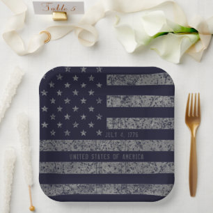 USA Donkerblauw Grunge Amerikaanse vlag Papieren Bordje