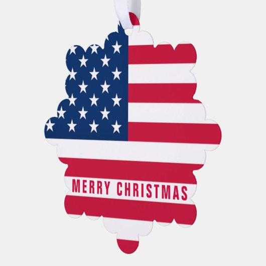 USA Drapeau Joyeux Noël Ornement Card (Gauche)