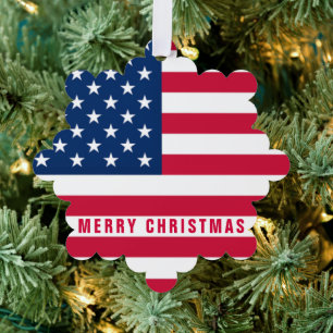 USA Drapeau Joyeux Noël Ornement Card