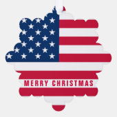 USA Drapeau Joyeux Noël Ornement Card (Verso)