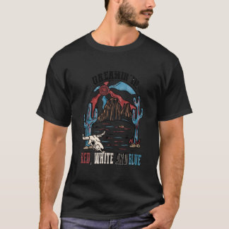 Usa Droom Western 4 juli Rood Wit En Blauw T-shirt