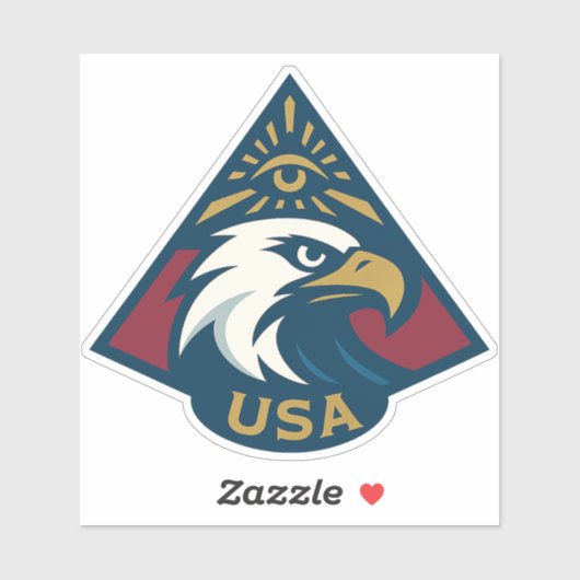 USA Eagle Pyramid Embleem - Oog van de Voorzienigh Sticker (Vel)