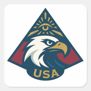 USA Eagle Pyramid Embleem - Oog van de Voorzienigh Vierkante Sticker