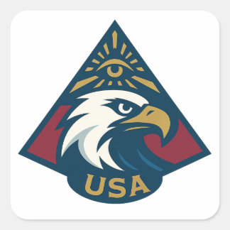 USA Eagle Pyramid Embleem - Oog van de Voorzienigh Vierkante Sticker