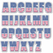USA Flag Alphabet Pattern Font Sticker (Voorkant)