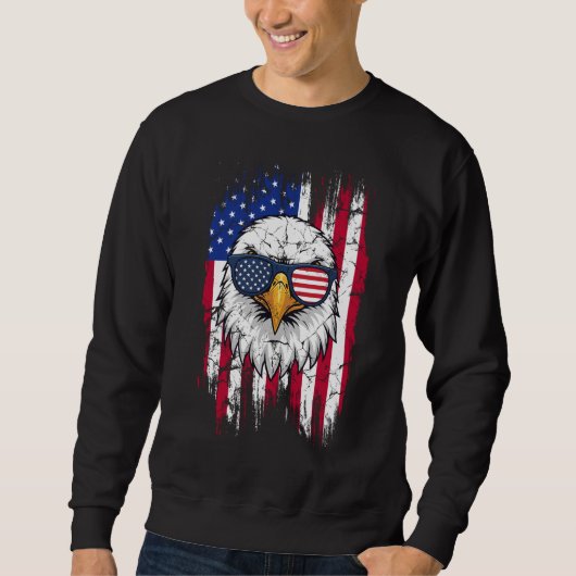 USA Flag And American Bald Eagle Sweatshirt  (Voorkant)