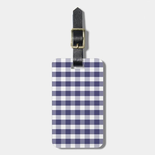 USA Flag Blue en White Gingham Checked Bagagelabel (Voorkant verticaal)