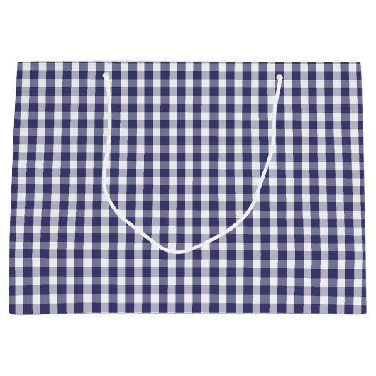 USA Flag Blue en White Gingham Checked Groot Cadeauzakje (Voorkant)