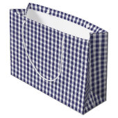 USA Flag Blue en White Gingham Checked Groot Cadeauzakje (Achterkant Gekanteld)