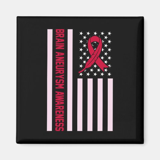 USA Flag Brain Aneurysm Awareness Maand Supporter Magneet (Voorkant)