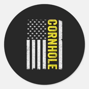 USA Flag Cornhole Toss Speler Ronde Sticker