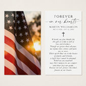 USA Flag Cross Sympathy Funeral Prayer Card (Devant & derrière)