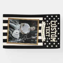 USA Flag Custom Photo Banner, Black Flag Patriotic Spandoek