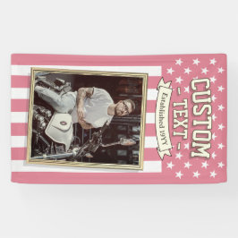 USA Flag Custom Photo Banner, Pink Flag Patriotic Spandoek