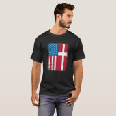 USA Flag Denmark Danish   T-shirt (Voorkant volledig)