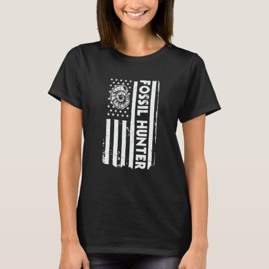 USA Flag Fossil Hunter America Fossil Hunting T-shirt (Voorkant)