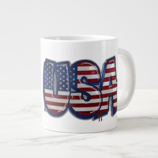 USA Flag Graffity Personalized Text Extra Grote Beker (Voorkant rechts)