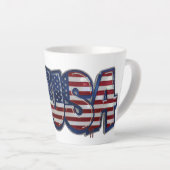 USA Flag Graffity Personalized Text Latte Mok (Rechterhoek)