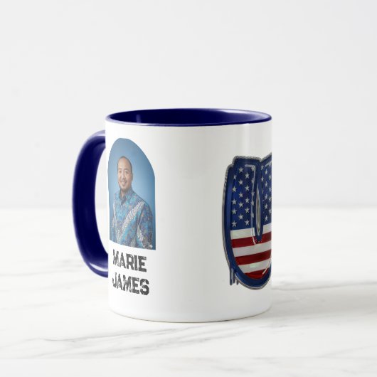 USA Flag Graffity Personalized Text Mok (Voorkant links)