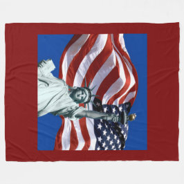 USA Flag Lady Liberty Fleece Blanket Deken
