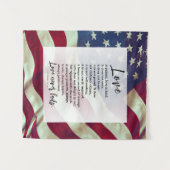 USA Flag Liefde is Patiënt Bijbel Patriottische Br Wandkleed (Voorkant (horizontaal))