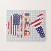 USA Flag Map Puzzle American Eagle (Horizontal)