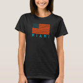 USA Flag Miami OrangeTeal-GreenBlue Miami FL Ameri T-shirt (Voorkant)