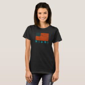 USA Flag Miami OrangeTeal-GreenBlue Miami FL Ameri T-shirt (Voorkant volledig)