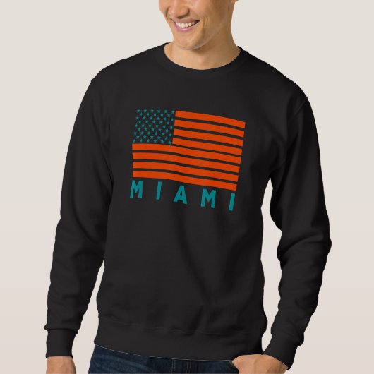 USA Flag Miami OrangeTeal-GreenBlue Miami FL Ameri Trui (Voorkant)