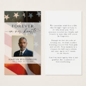 USA Flag Military Photo Forever Hearts Prayer Card (Devant & derrière)