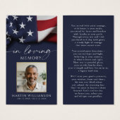 USA Flag Military Photo Funeral Prayer Card (Devant & derrière)