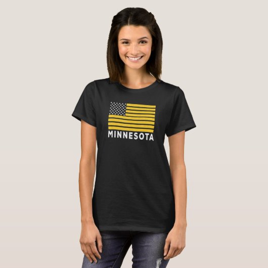 USA Flag Minnesota Purple & Yellow Minnesota Ameri T-shirt (Voorkant volledig)