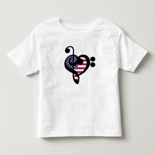 USA Flag Music Heart - American Pride Musician Kinder Shirts (Voorkant)