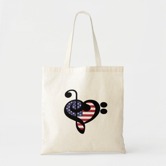 USA Flag Music Heart - American Pride Musician Tote Bag (Voorkant)