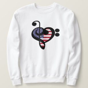 USA Flag Music Heart - American Pride Musician Trui