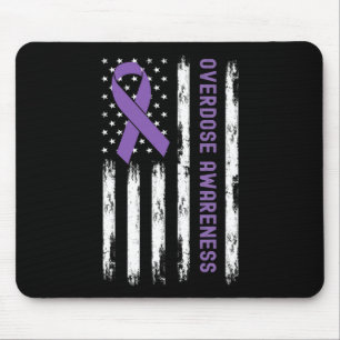 USA Flag Paarse lint Overdose Awareness Muismat