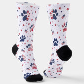 USA Flag Paw Print and Stars Pattern Crew Socks Sokken (Gebogen)