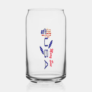 USA Flag Roos Rood Gepersonaliseerd Blikvorm Glas