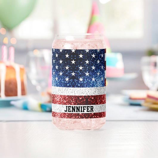 USA flag rouge blanc bleu étincelles bling Nom per (Insitu (Anniversaire))
