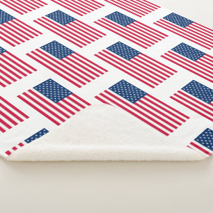 USA Flag Sherpa Blanket United States of America Deken