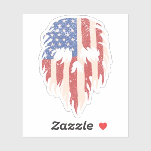 USA Flag Skull Beard | Distressed Patriotic Design Sticker (Vel)