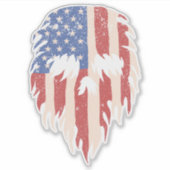 USA Flag Skull Beard | Distressed Patriotic Design Sticker (Voorkant)