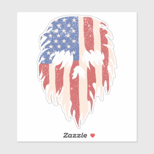 USA Flag Skull Beard | Distressed Patriotic Design Sticker (Vel)