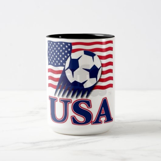 USA Flag & Soccer Ball Two-Tone Mug – Patriotic Sp (Centre)