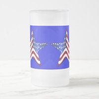 Usa Flag Star Bevroren 16 oz Mok van glas